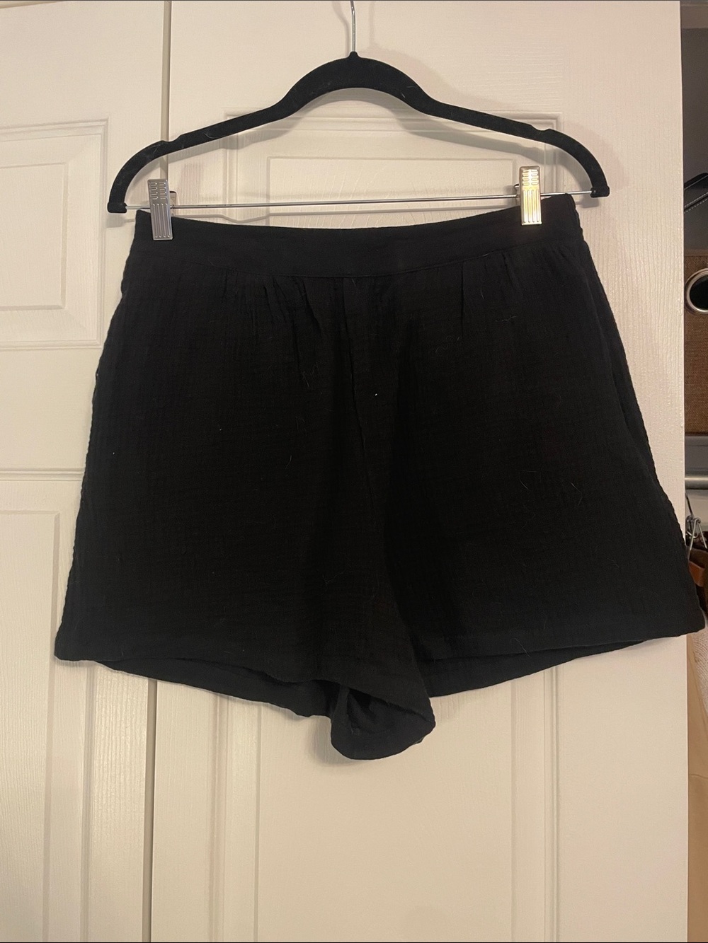 Ardene Black High-Waist Linen-Blend Pull-On Shorts